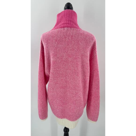 Ganni Pink Turtleneck Zip Wool Alpaca Blend Tunic Knit Sweater Medium M - Picture 4 of 8